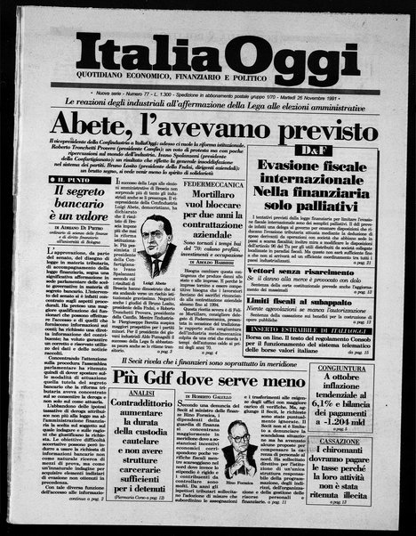 Italia oggi : quotidiano di economia finanza e politica